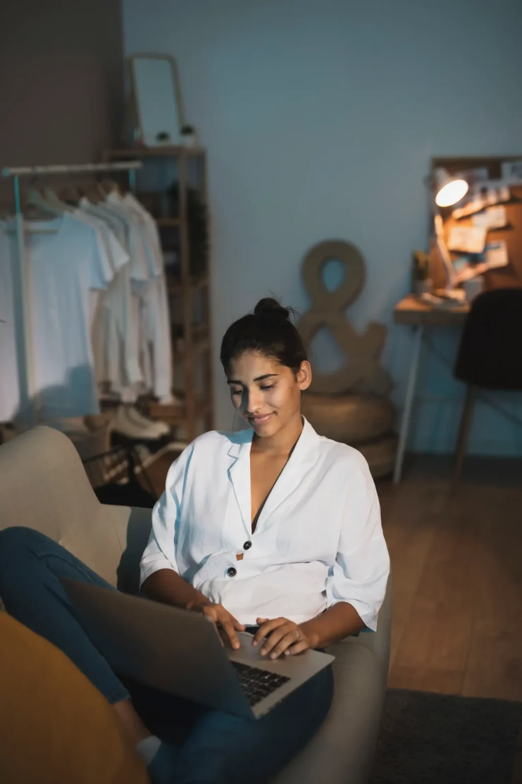 stylish-young-lady-working-laptop-image-unified-voice