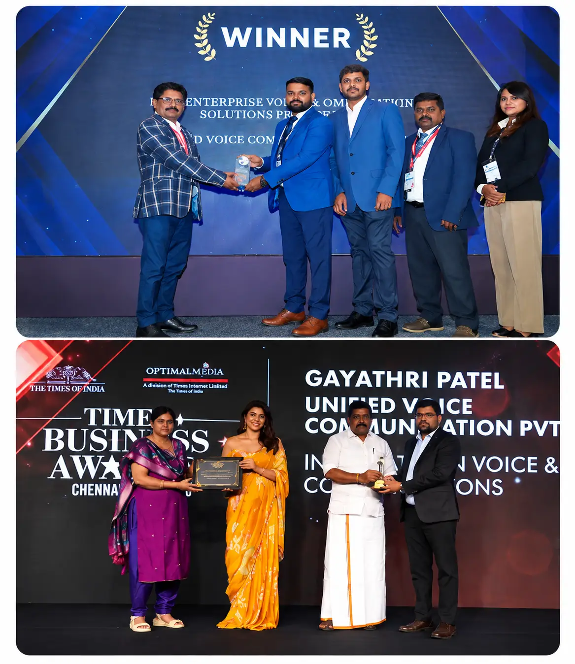 unified-voice-team-receiving-awards-in-bengaluru-and-chennai